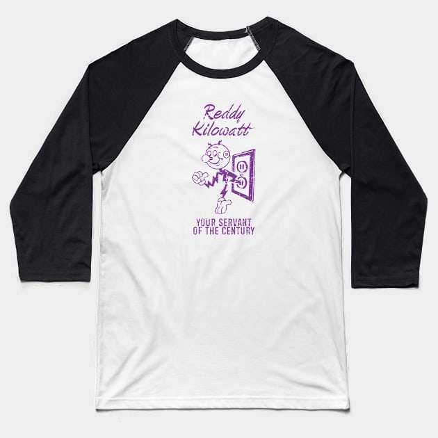 Reddy Kilowatt - Vintage Retrocolor Purple Baseball T-Shirt by Sayang Anak